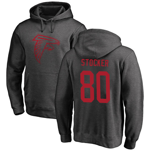 Atlanta Falcons Men Ash Luke Stocker One Color NFL Football #80 Pullover Hoodie Sweatshirts